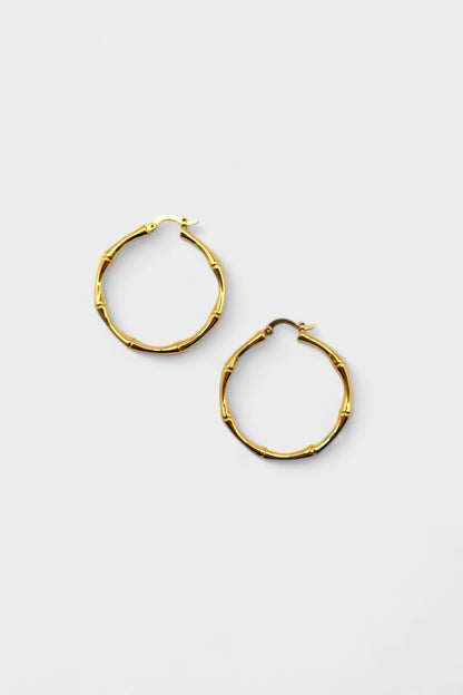 Bamboo Hoop Earrings Silver