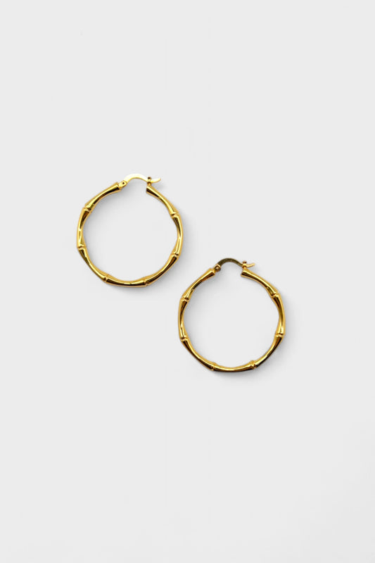 Bamboo Hoop Earrings Gold