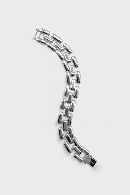 Brick Link Chain Bracelet Silver