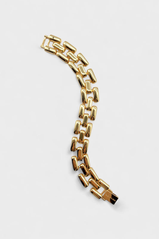 Brick Link Chain Bracelet Gold