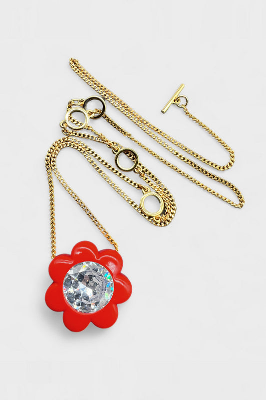 Florence Chain Long Necklace Crimson