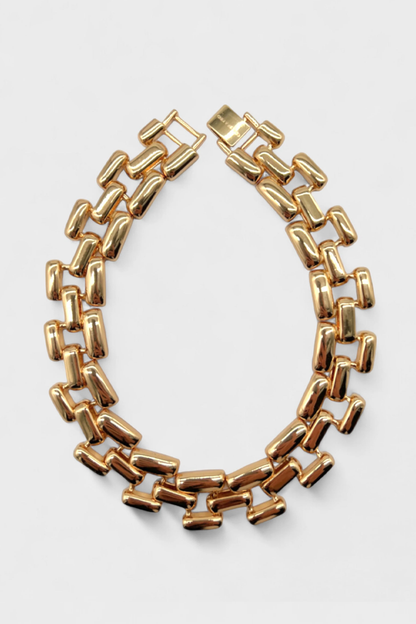 Brick Link Chain Necklace Gold