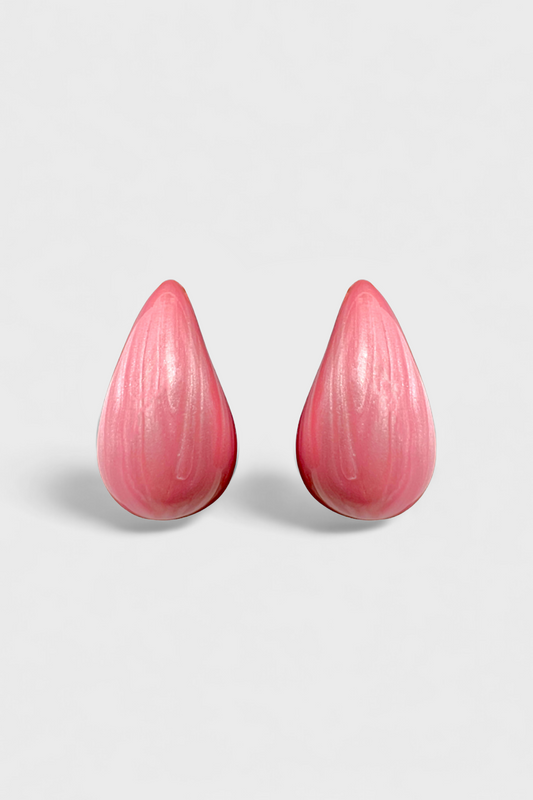 Acrylic Teardrop Earrings Salmon Pink